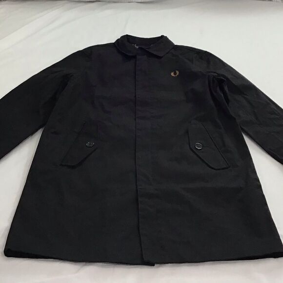 Fred Perry Black Twill Zip-Through Mac Coat New With Tag Size Medium - Picture 7 of 16